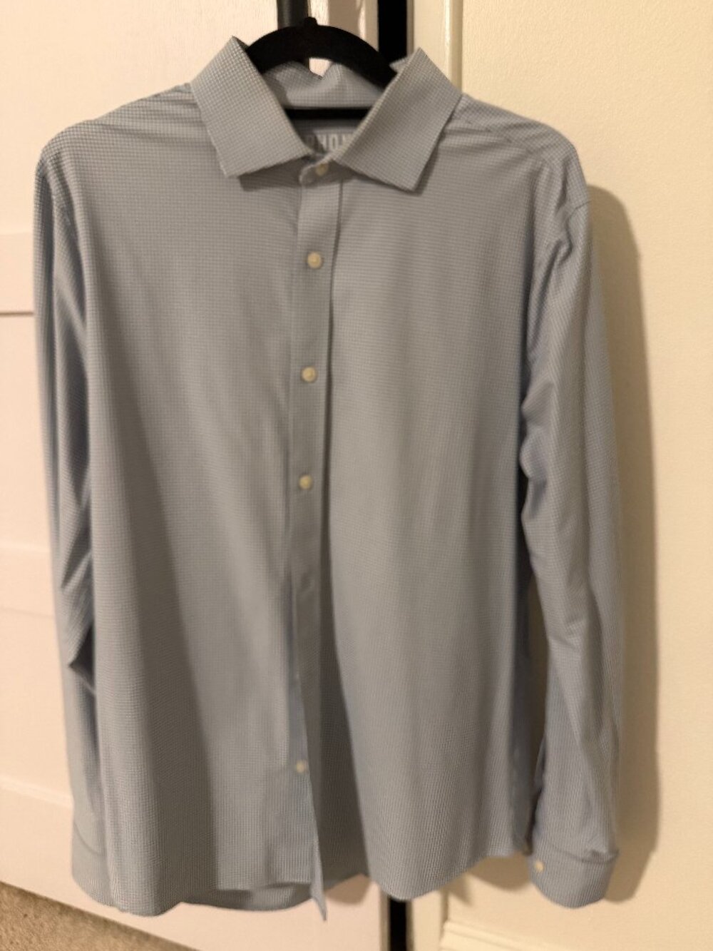 Rhone Men’s Performance Dress Shirt Medium Blue White Check Long Sleeve